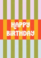 Retro Birthday Card for Friend – Colorful Stripes & Bold Typography created by Blossom Hound Designs
