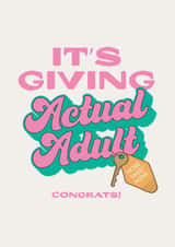 It's Giving Actual Adult - Funny New Home Card created by Puns and Needles