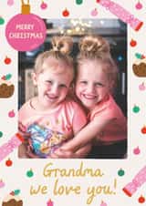 Personalised Christmas Photo Card created by The Pattern Press - Classic Christmas Card - For Grandma - We Love You
