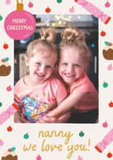 Personalised Christmas Photo Card created by The Pattern Press - Classic Christmas Card - For Nanny - We Love you