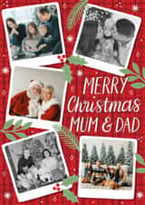 Personalised Christmas Photo Card created by Alice Griffiths Illustration - Classic Christmas Card - Mum And Dad - Polaroid Photos