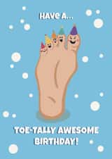 Cute Funny Birthday Card - Foot Pun - Toe-tally Awesome created by FarrowsHandmade