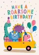 Have a Roarsome Birthday Dinosaur Card created by Forever Funny