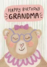Cute Birthday Card - For Grandma - Illustrated Bear created by Nicola Scott