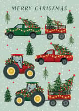 Christmas Tractor Run Card - Vehicles - Farming created by Debbie Daley Illustrations