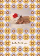 Personalised New Baby Photo Card created by Lately Studio - Pretty Floral New Baby Card - Hello Little One