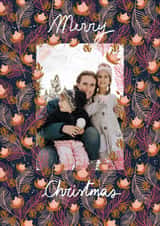 Personalised Christmas Photo Card created by Valeria Frustaci - Classic Christmas Card - Pink Winter Flowers