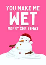 Funny Christmas Card for Partner - Melting Snowman Joke - Wet created by Sundiva Designs