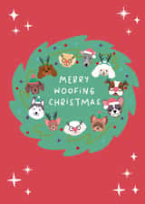 Funny Christmas Dog Card | Wreath Dogs Christmas Card for Dog Lovers created by Xoxo Designs by Ruth 