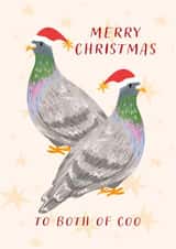 Cute Christmas Card - To Both of You - Pigeons created by Kitty Strand