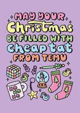 Cute Cheap Tat From Temu Christmas Card created by Katie Ruby Illustration