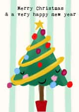 Cute Christmas Card for Everyone - Merry Christmas Smiling Christmas Tree created by Bexy Boo