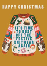 Funny Ugly Christmas Jumper Card Festive Knitwear Christmas Pun created by THE PRINTED SQUARE STUDIO