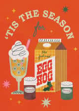Arty Christmas Card - Retro Eggnog - 'Tis The Season For Egg Nog created by THE PRINTED SQUARE STUDIO