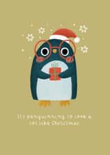 Cute penguin Christmas card - Christmas pun - card for her - girlfriend - friend created by Becky Down