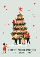 Funny Christmas Tree Decorating Committee Christmas Card created by Amy Florence Design