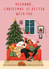 Cute Husband Christmas Card - HUSBAND CHRISTMAS IS BETTER WITH YOU created by Amy Florence Design