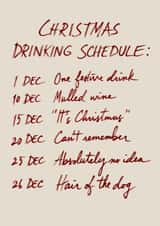 Funny Christmas Card For Friend - Drinking Schedule created by Ink Icons 