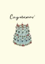 Wedding Congratulations Card – Cute Celebration Cake created by Charlotte charlotteroyalart@outlook.com