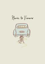 Wedding Card for Newly Weds - Vintage Car - Here’s To Forever created by Charlotte charlotteroyalart@outlook.com