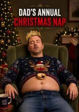 Funny Dad Face Swap Christmas Card - Dad's Annual Christmas Nap created by Pink Peach Cards