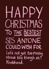 Funny Christmas Card for Sister | Not Too Mushy created by The Curious Pancake