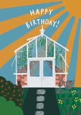 Classic Birthday Card - Greenhouse - Gardening created by martha and hepsie ltd