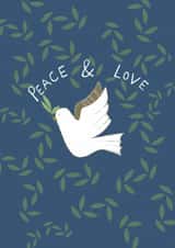 Classic - Peace and Love - Dove - Christmas Card - Olive branch created by martha and hepsie ltd