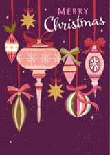 Pretty Christmas Card - For Her - Vintage Baubles - Festive Bows created by Nina Raby - Jones