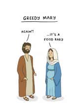 Funny Christmas Card - Mary and Joseph - Greedy - Overindulge - Food Baby created by Sydney Jo Designs