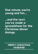 Funny Christmas Card for Husband – Christmas Dinner Spreadsheet created by Lemonade Insight