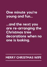 Funny Christmas Card for Wife – Rearranging the Christmas Tree created by Lemonade Insight
