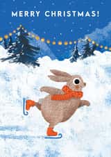 Cute Christmas Card - Ice Skating - Rabbit created by Emily Nash Illustration