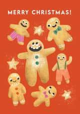 Cute Christmas Card - Gingerbread Men - Silly Faces created by Emily Nash Illustration