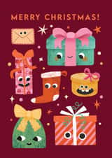 Cute Christmas Card - Presents - Silly Faces created by Emily Nash Illustration