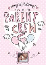 Personalised New Baby Photo Card created by Emma Hales - Cute New Baby Girl Personalised Card - Congratulations new to the parent Crew 
