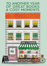 Classic Birthday Card - To Another Year Of Great Books & Cosy Moments - Book Shop created by THE PRINTED SQUARE STUDIO