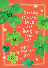 Cute Saint Patrick's Day Card - Clover Stars - Sending So Much Luck created by Bow & Bell