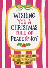 Funny Christmas Card - Family Drama - Christmas Full of Peace and Joy created by The Merry Giraffe