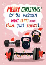 Funny Christmas Card for Her – Gym Lover – Woman Who Lifts created by Forever Funny