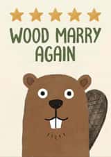 Cute 5th Wedding Anniversary Card - Beaver Pun - Wood Marry Again created by Cozy Calm