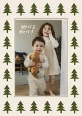 Personalised Christmas Photo Card created by AniSomi - Classic Christmas Card – Merry Merry – Christmas Trees Border