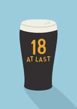 Funny 18th Birthday - 18 At Last Pint Glass Illustrated created by Melissa Gray