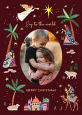 Personalised Christmas Photo Card created by Caroline Bonne Müller - Classic Christmas Card — Joy To The World — Nativity Scene