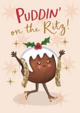 Fun Christmas Card for Her - Putting on the Ritz - Glamorous Pudding Pun created by Sydney Jo Designs