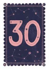 Classic 30th Birthday Card - For Her - Celestial Design created by Nazli Brennan