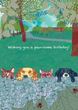 Cute cat and dog birthday card to wish a special friend,  a 'paw-some' birthday. created by PAD Illustrations