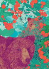 Cute Birthday Card-For Mum, Friend, Sister- Bear-ry Berry Happy Birthday - Bears created by PAD Illustrations