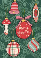 Classic Christmas card - Christmas baubles - Merry Christmas created by Embletree Designs
