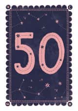 Classic 50th Birthday Card - For Her - Celestial created by Nazli Brennan